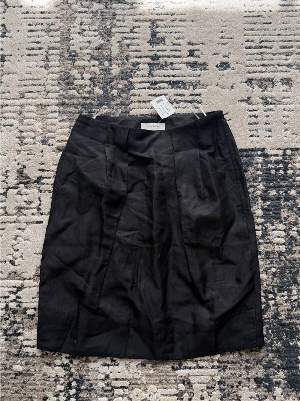 Country Road Black Linen Pencil Skirt